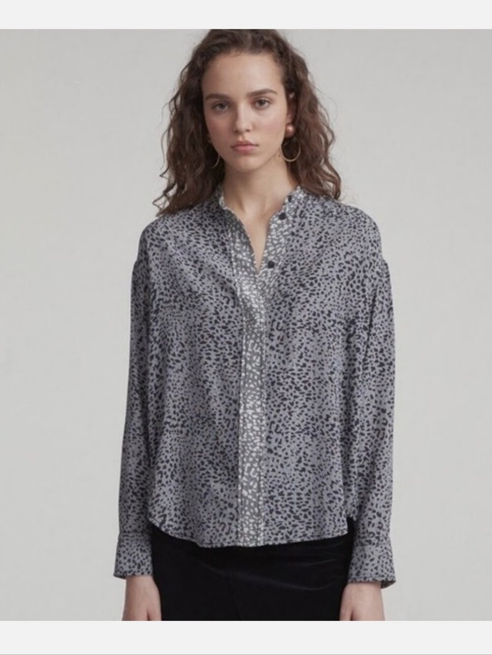 Rag & Bone 100% Textured Silk Button Down Top